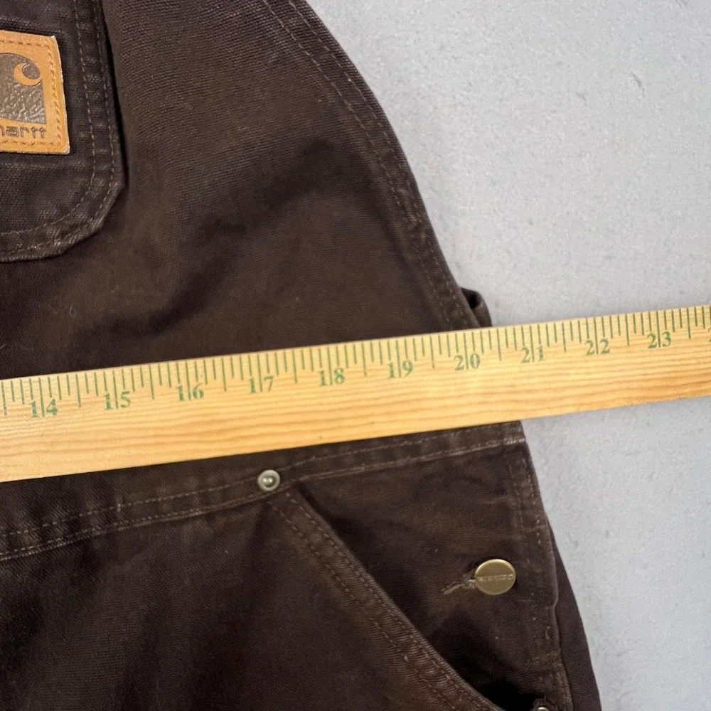 Carhartt R27 DKB Duck Bib Overalls Mens 42x32 Brown Double Knee Workwear Cargo
